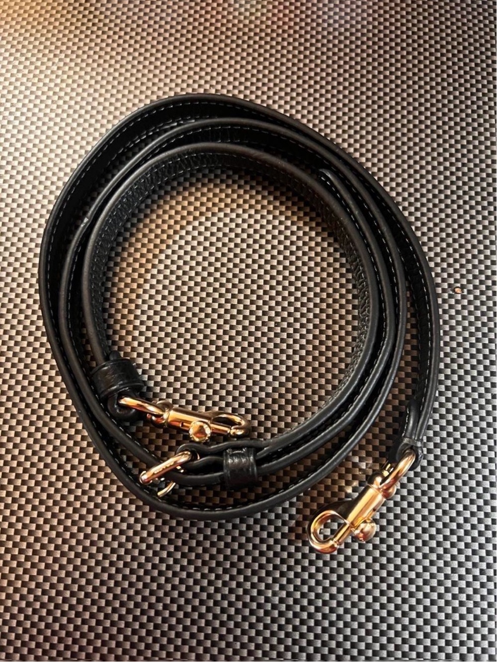 Coach Black Leather crossbody replacement Strap with Gold Hardware - Picture 2 of 3